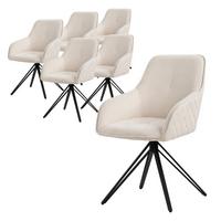 ESSZIMMERSTUHL 6er Set drehbar Creme Webstoff - Beige/Schwarz, Textil/Metall (61/84.5/57cm) - ML-DESIGN