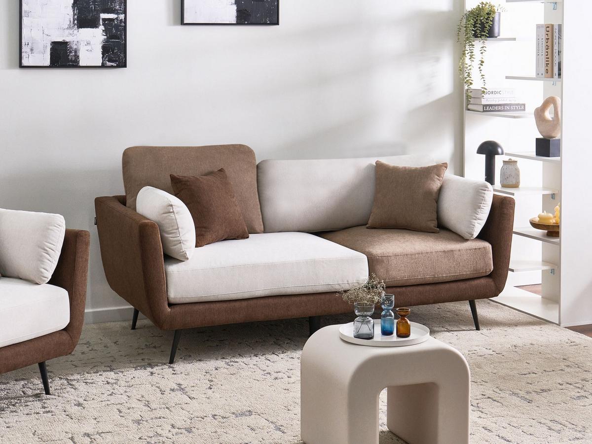 3-SITZER-SOFA Stoff Braun Bolga - Hellbraun, Textil (185/89/83cm) - Beliani