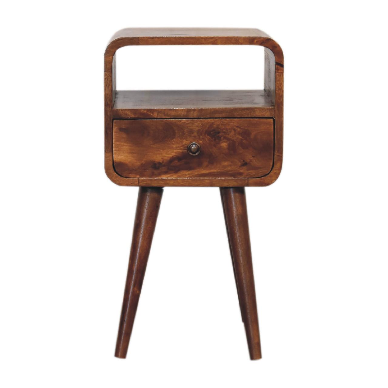 NACHTTISCH mit 1 Schublade, 1 Offener Ablage, Braun - Messingfarben/Braun, Holz/Metall (30/55/30cm) - Artisan Furniture