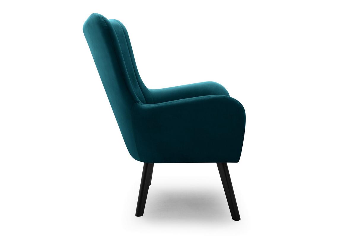 SESSEL DINA, Klassisch Loungesessel ergonomisch, Velours-Stoff Blau - Blau, Holz/Holzwerkstoff (76/100/78cm) - MASSENO