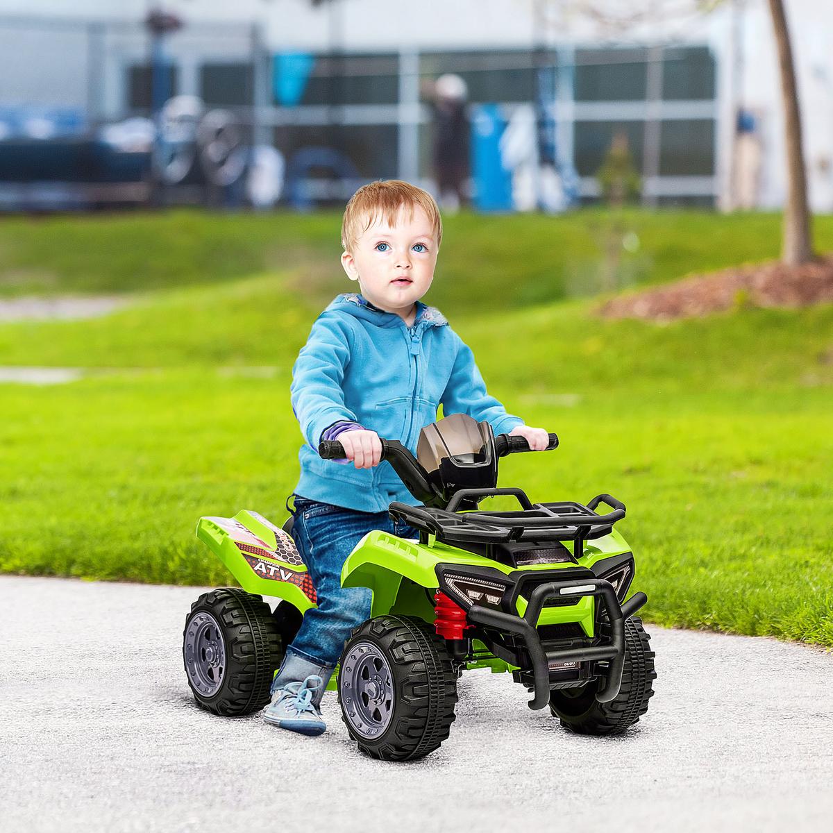 MINI Elektro-Quad Kinder Elektro ATV Kinderwagen Kinderauto Grün - Grün, Metall (70/42/45cm) - HOMCOM