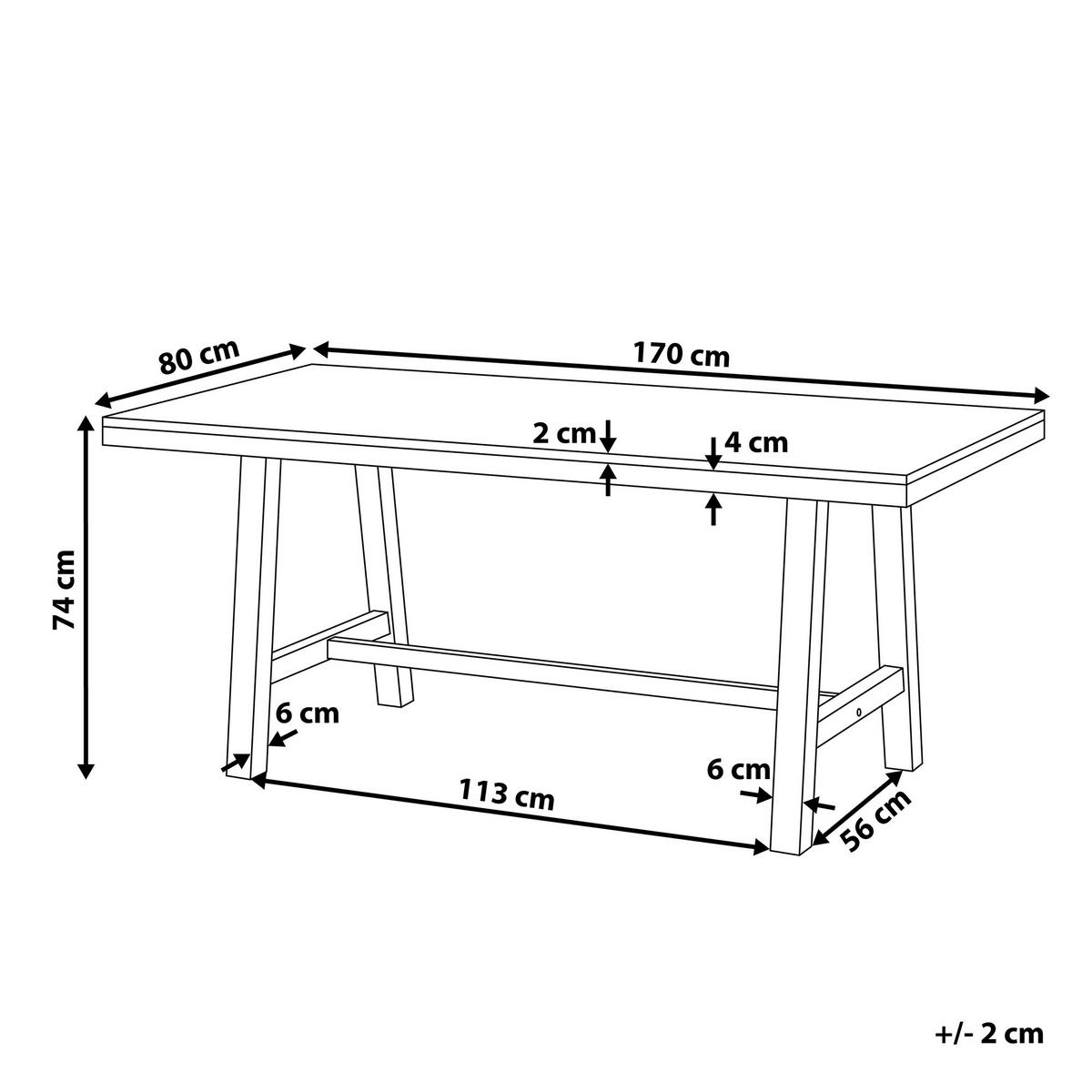 ESSTISCH Akazienholz schwarz/hellbraun Scania - Hellbraun/Schwarz, Holz (170/80/74cm) - Beliani