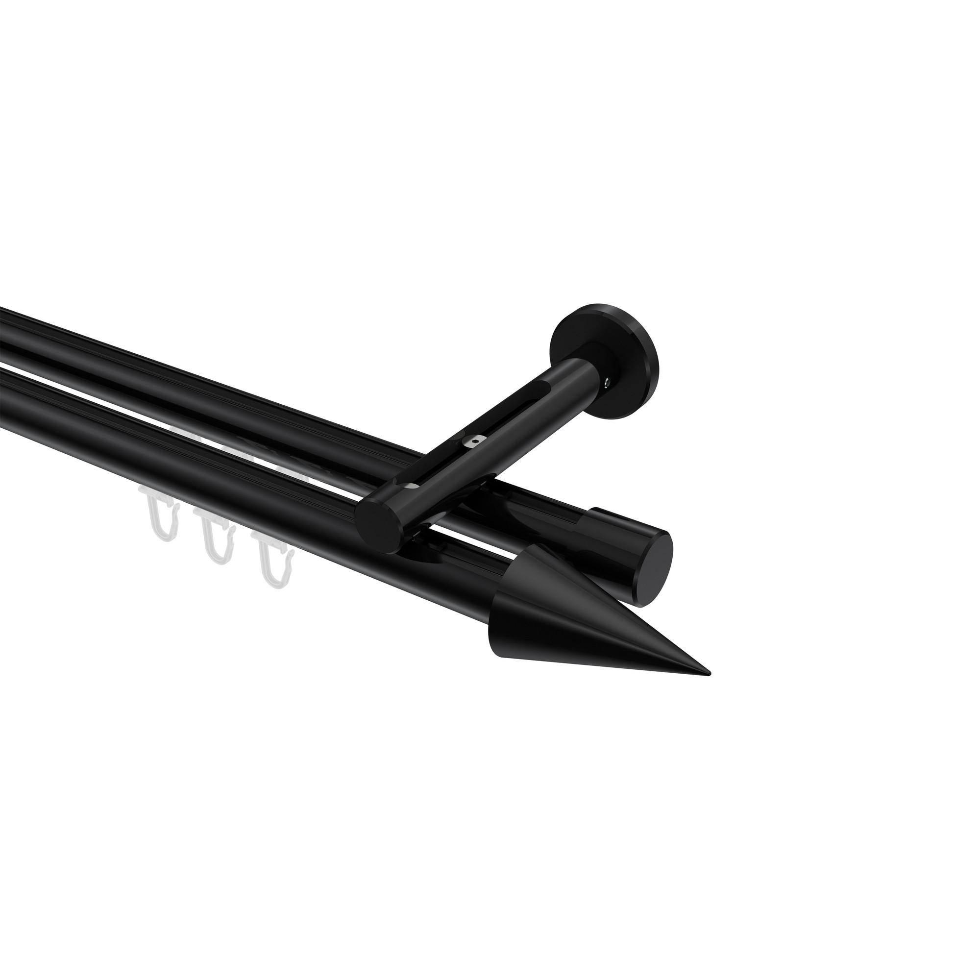 GARDINENSTANGE INNENLAUF Siteno Savio 420 cm (geteilt in 3 x 140 cm), 2-läufig, 20 mm Ø Schwarz - Schwarz, Metall (420cm) - INTERDECO