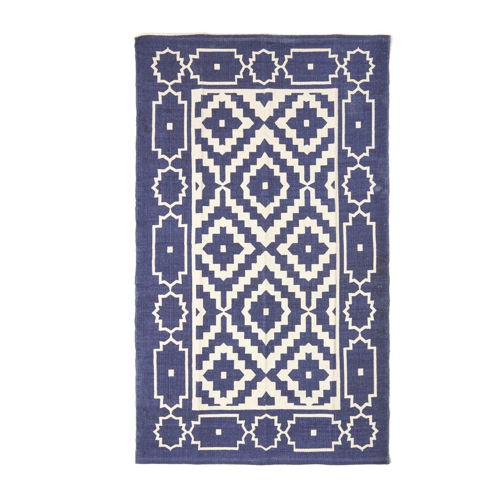 BAUMWOLLTEPPICH Halmstad geometrisch 90/150 cm - Blau, Textil (90/150cm) - Homescapes
