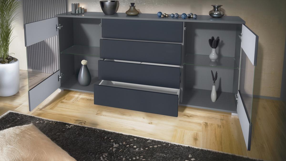 SIDEBOARD Bari Bordeaux Hochglanz - Bordeaux, Holzwerkstoff (166.5/75.5/35cm) - Vladon