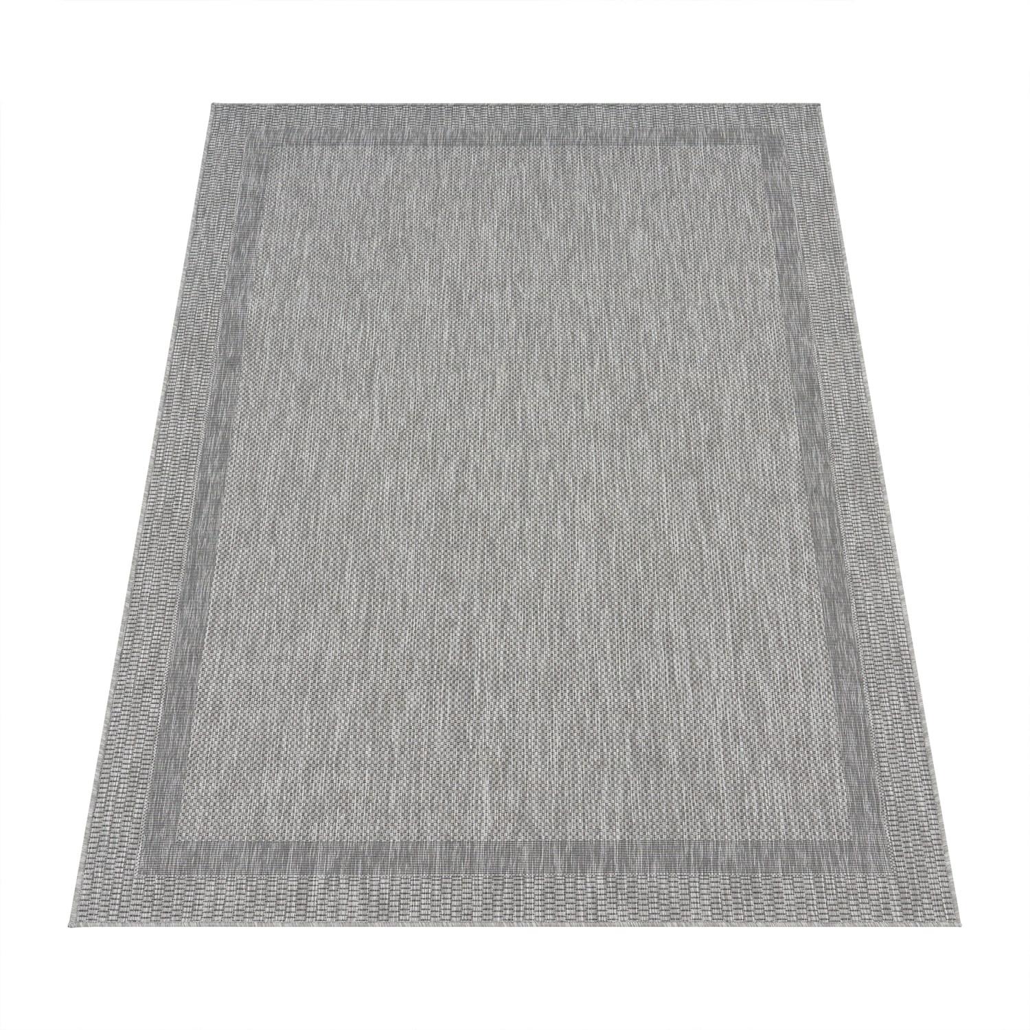 OUTDOORTEPPICH, mit Bordüre, aus Polypropylen, Grau, 80 x 150 cm - Grau, Textil (150/80cm) - KADIMA DESIGN
