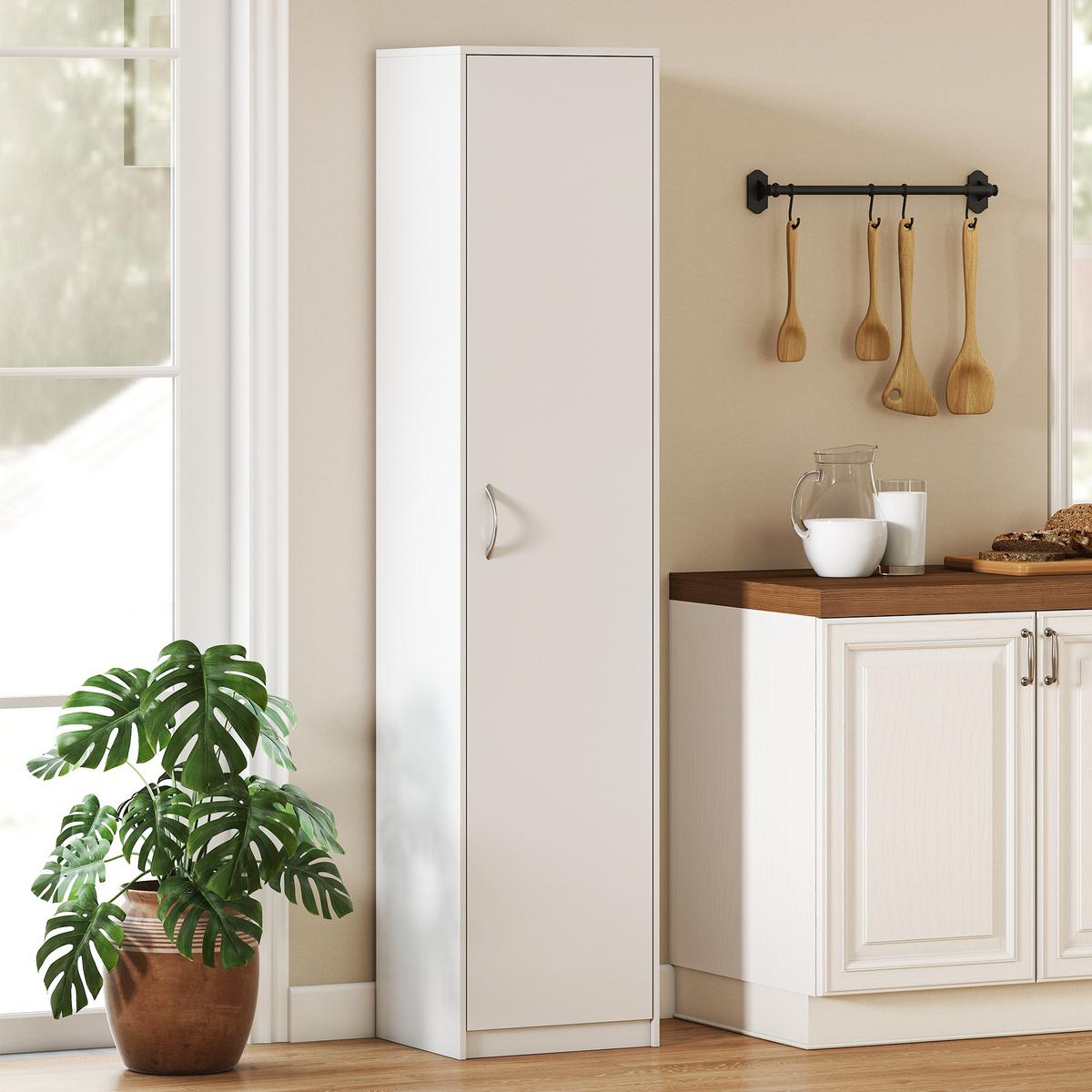 KÜCHENSCHRANK Spanplatte Weiß - Alufarben/Weiß, Holzwerkstoff/Metall (35/180/40cm) - HOMCOM