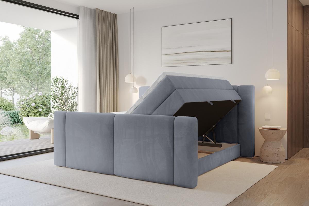 BOXSPRINGBETT mit Matratze H3/H4 - EVON KING Zanozek - 180x200 cm Grau - Grau, Holzwerkstoff (180/200cm) - ALTDECOR
