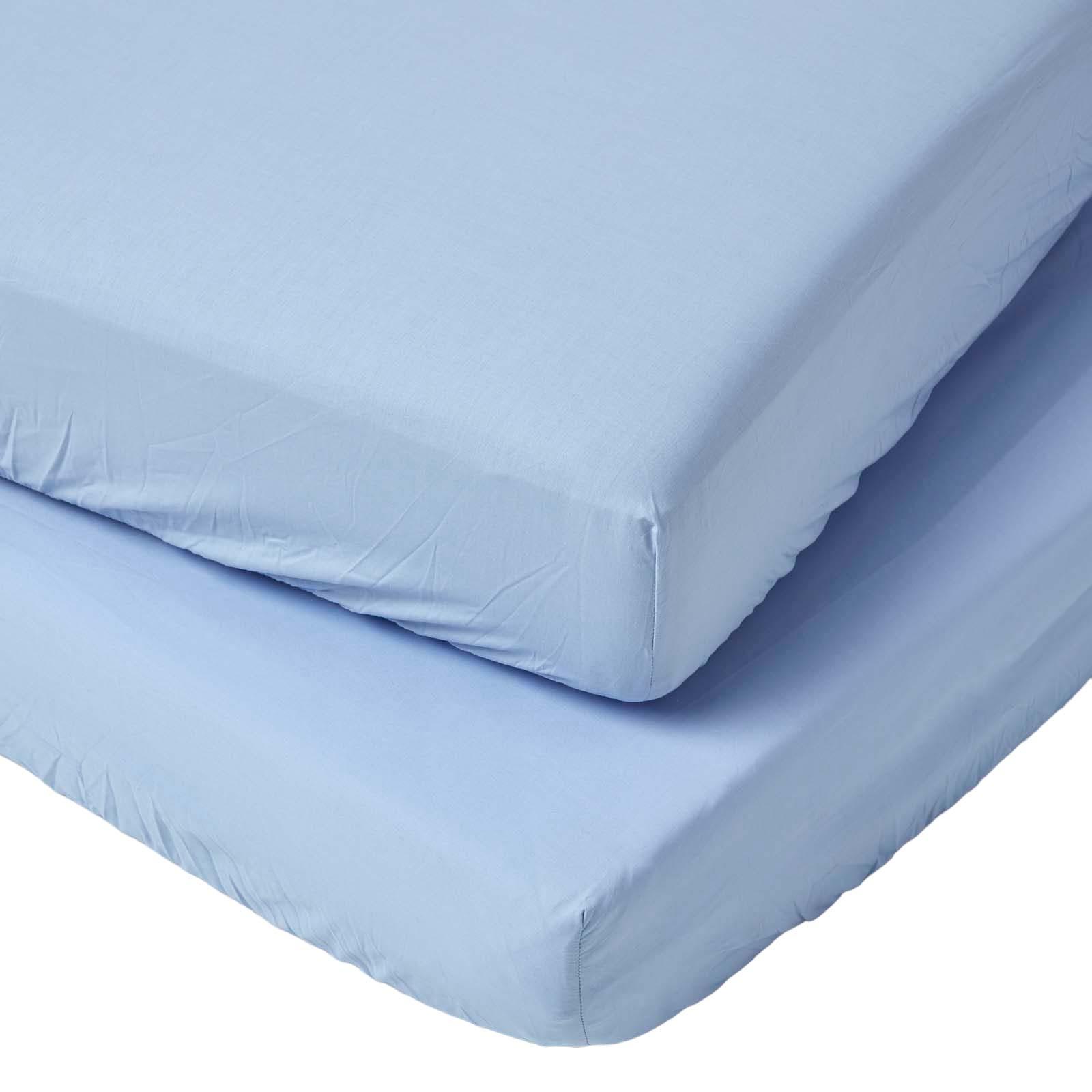 KINDER-SPANNBETTLAKEN 2er-Set, Ägyptische Baumwolle, 70/140 cm - Blau, Textil (70/140cm) - Homescapes