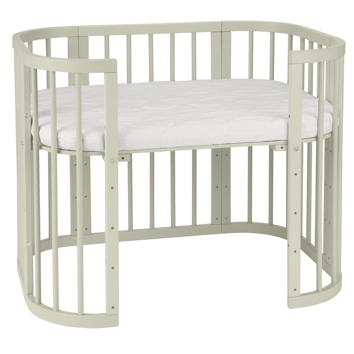 BABYBETT OLIVE, 5in1 mit Matratze - Olivgrün, Holz/Textil (65.5/92cm) - waldin