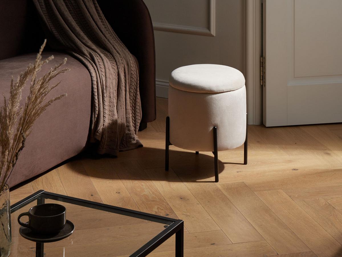 POUF Hellbeige Wenona - Beige/Schwarz, Textil (37/40/37cm) - Beliani
