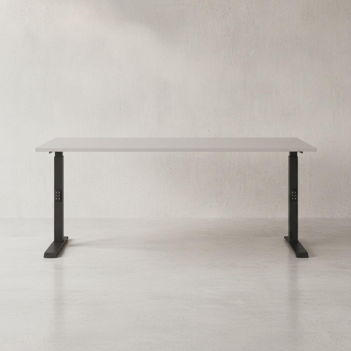 SCHREIBTISCH höheneinstellbar "Stuttgart" 68-91cm Kaschmir/Schwarz 120x80cm, C-Fuß - Beige, Holzwerkstoff/Metall (80/120/91cm) - KADIMA DESIGN