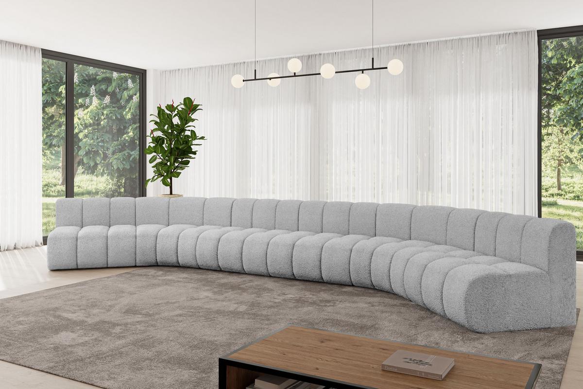 WOHNLANDSCHAFT modulares Sofa Montra-U2 - 581x174x70 cm Hellgrau - Hellgrau, Holzwerkstoff/Textil (581/70/174cm) - ALTDECOR