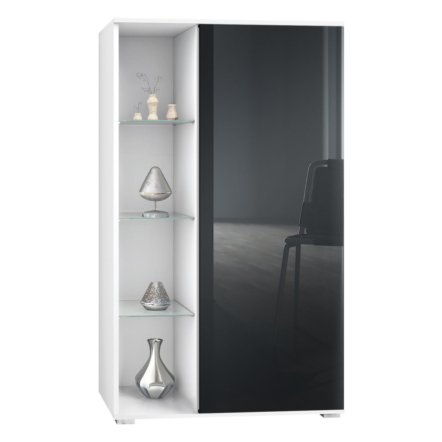 VITRINE Davos Schwarz Hochglanz - Schwarz Hochglanz, Holzwerkstoff (71.5/134/35cm) - Vladon