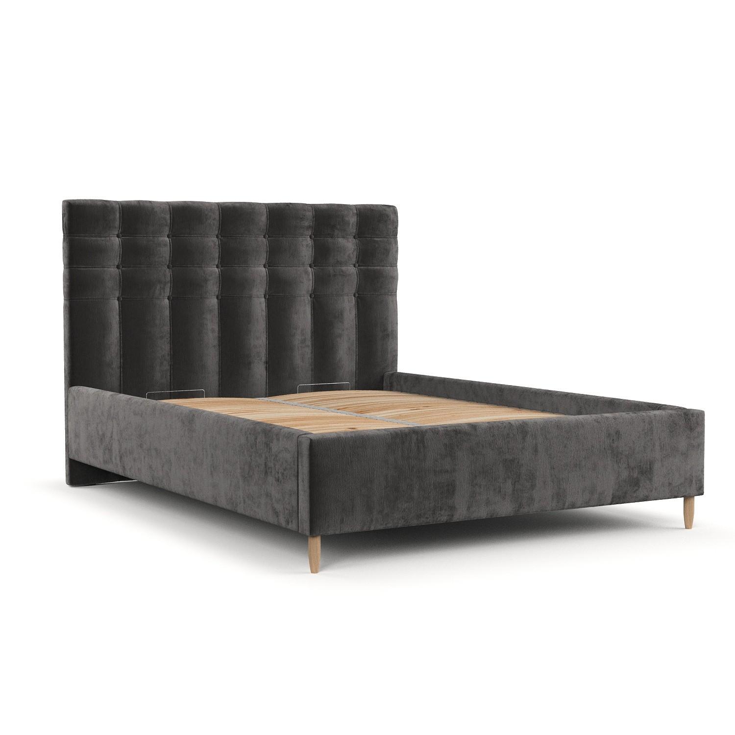 POLSTERBETT Soma 180/200 cm Anthrazit im Lotta Stoff - Anthrazit/Naturfarben, Holz/Holzwerkstoff (180/200cm) - AltaBeds