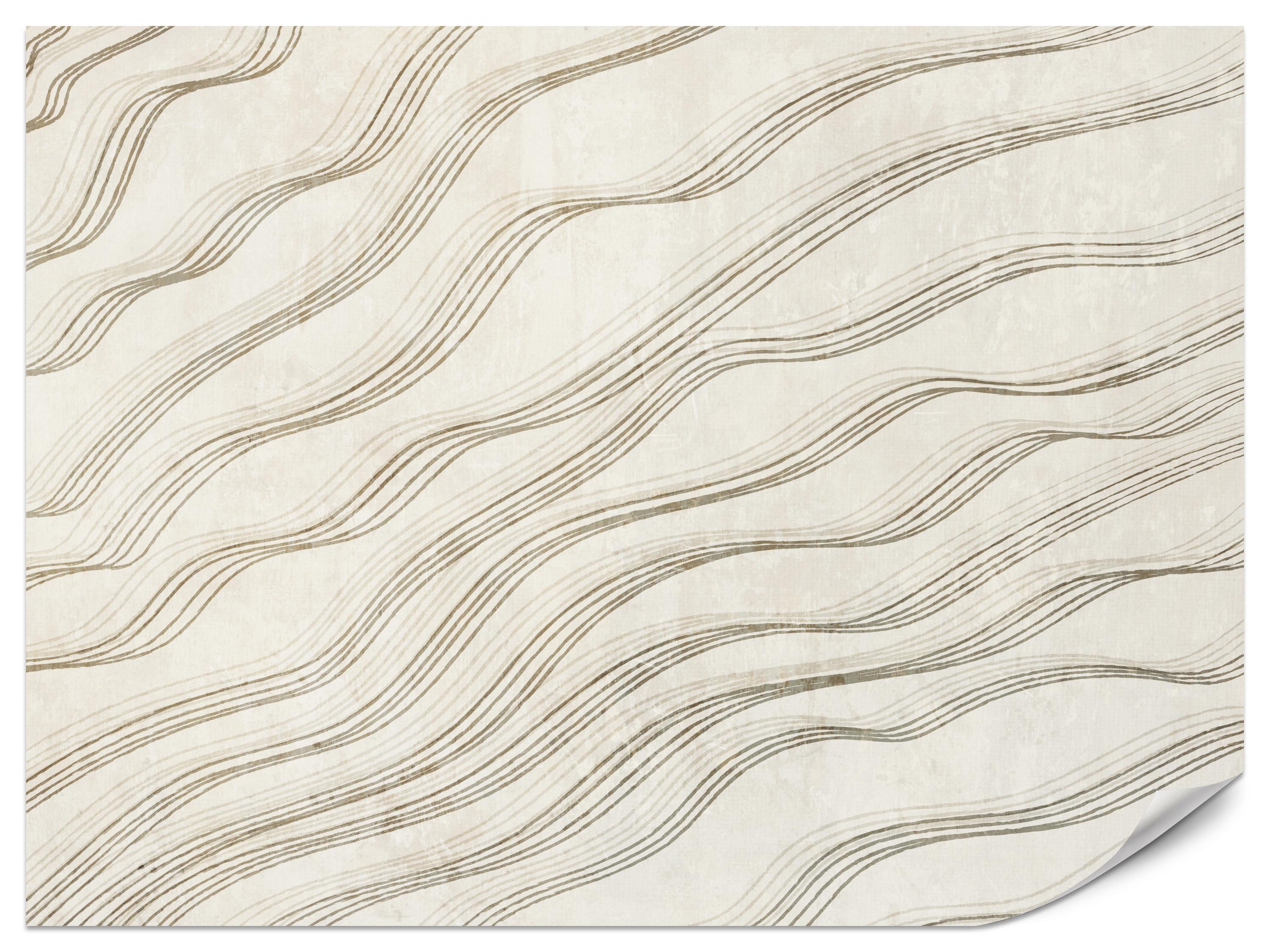 FOTOTAPETE für Wohnzimmer Beige Wellen Abstraktion 300x210 - Beige, Papier (300/210cm) - Muralo