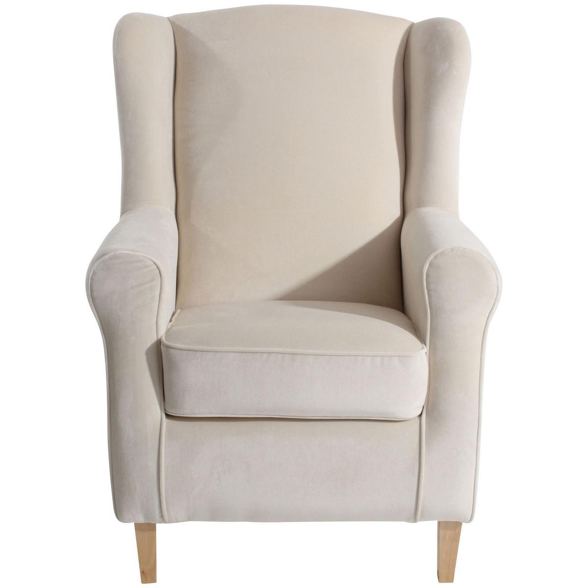 OHRENSESSEL Karlen Bezug Samtvelours Buche natur / creme - Buchefarben/Creme, Kunststoff (86/103/77cm) - 58aufmkessel