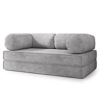 BETTSOFA ALVIO aus Schaumstoff Kordstoff Hellgrau Schlaffunktion - Hellgrau, Textil (170/68/80cm) - MASSENO