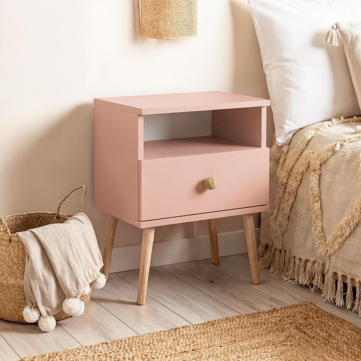 NACHTSCHRANK VALERIO 44/31/56 cm Rosa - Rosa, Naturmaterialien/Holzwerkstoff (44/55.5/31cm) - Idohome