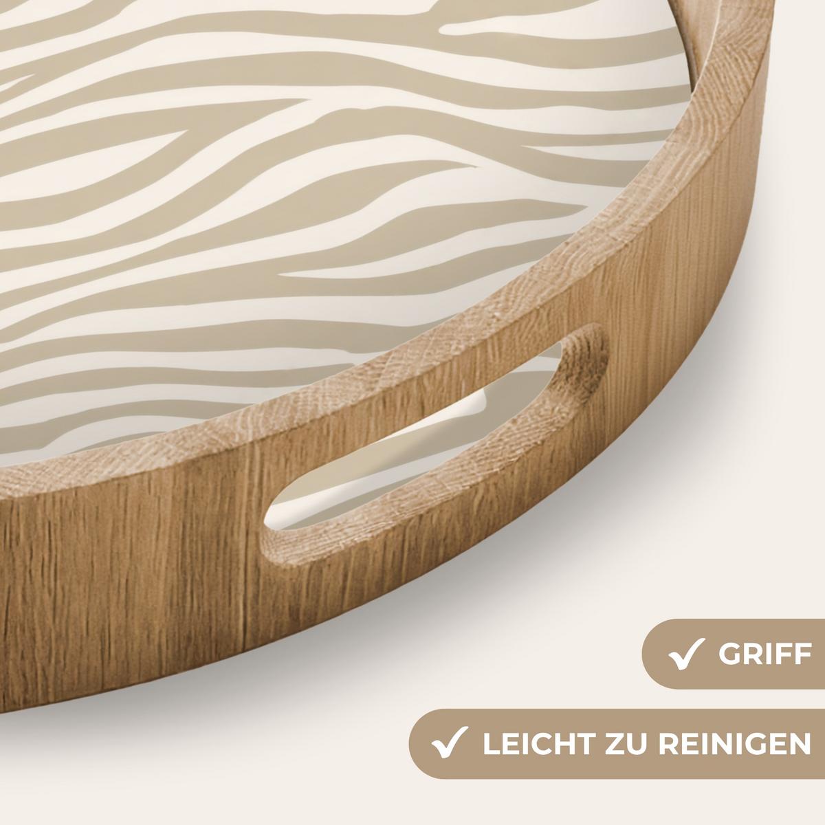 TABLETT Zebra - Muster - Beige 50x50 cm - Beige, Holz (50/5/5cm) - OnlyWow
