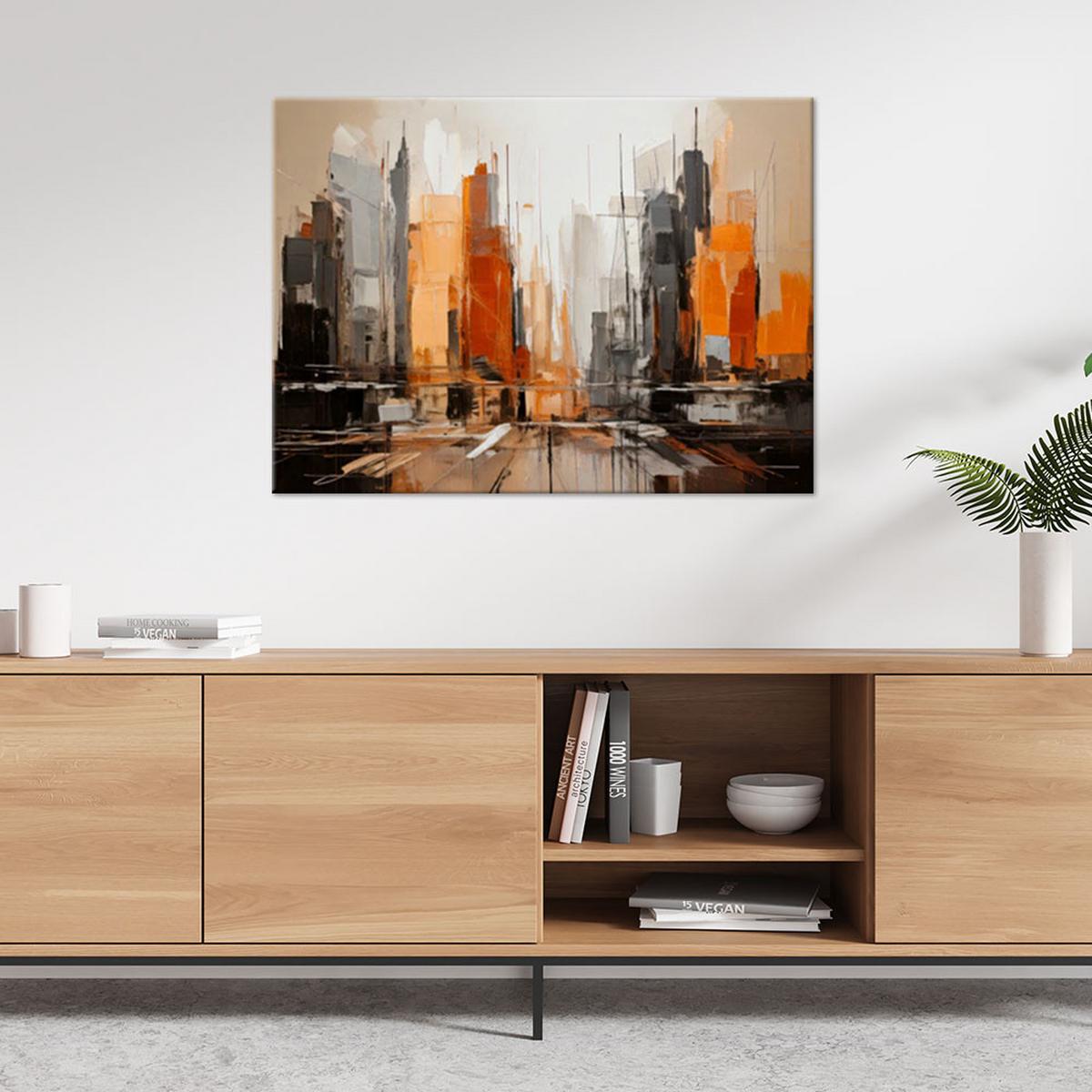 LEINWANDBILD Abstraktion 90x60cm - Orange, Textil (90/60cm) - Feeby
