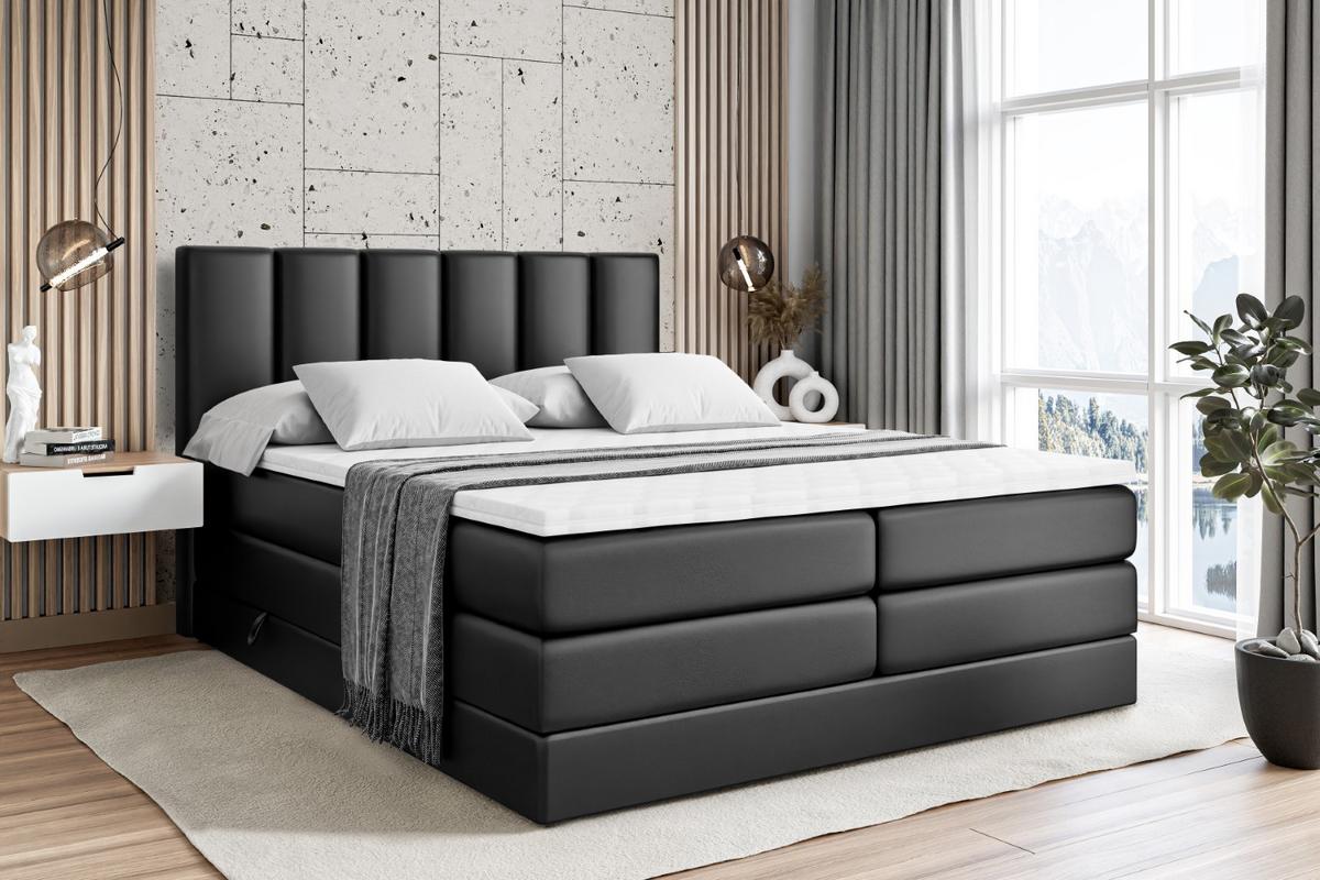 BOXSPRINGBETT BOXI1 KING - 160x200 - H3/H4 - Schwarz Hochglanz - Schwarz Hochglanz, Holzwerkstoff (160/200cm) - ALTDECOR