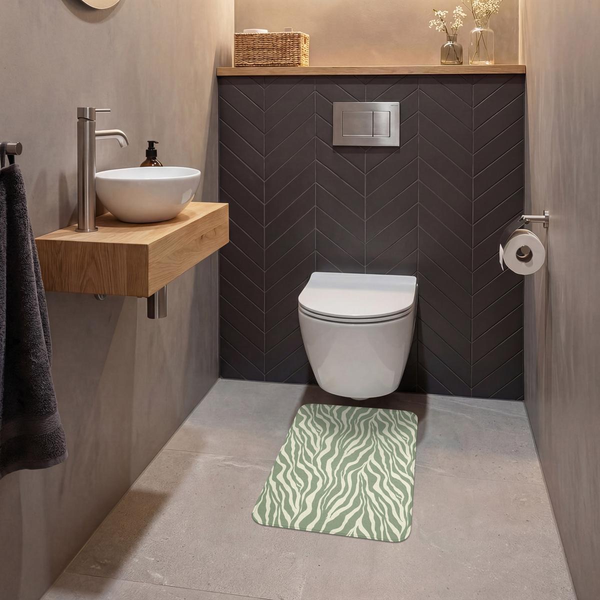 WC-VORLEGER Zebra - Motiv - Grün WC Teppich 40x60 cm - Salbeigrün, Textil (40/1cm) - OnlyWow