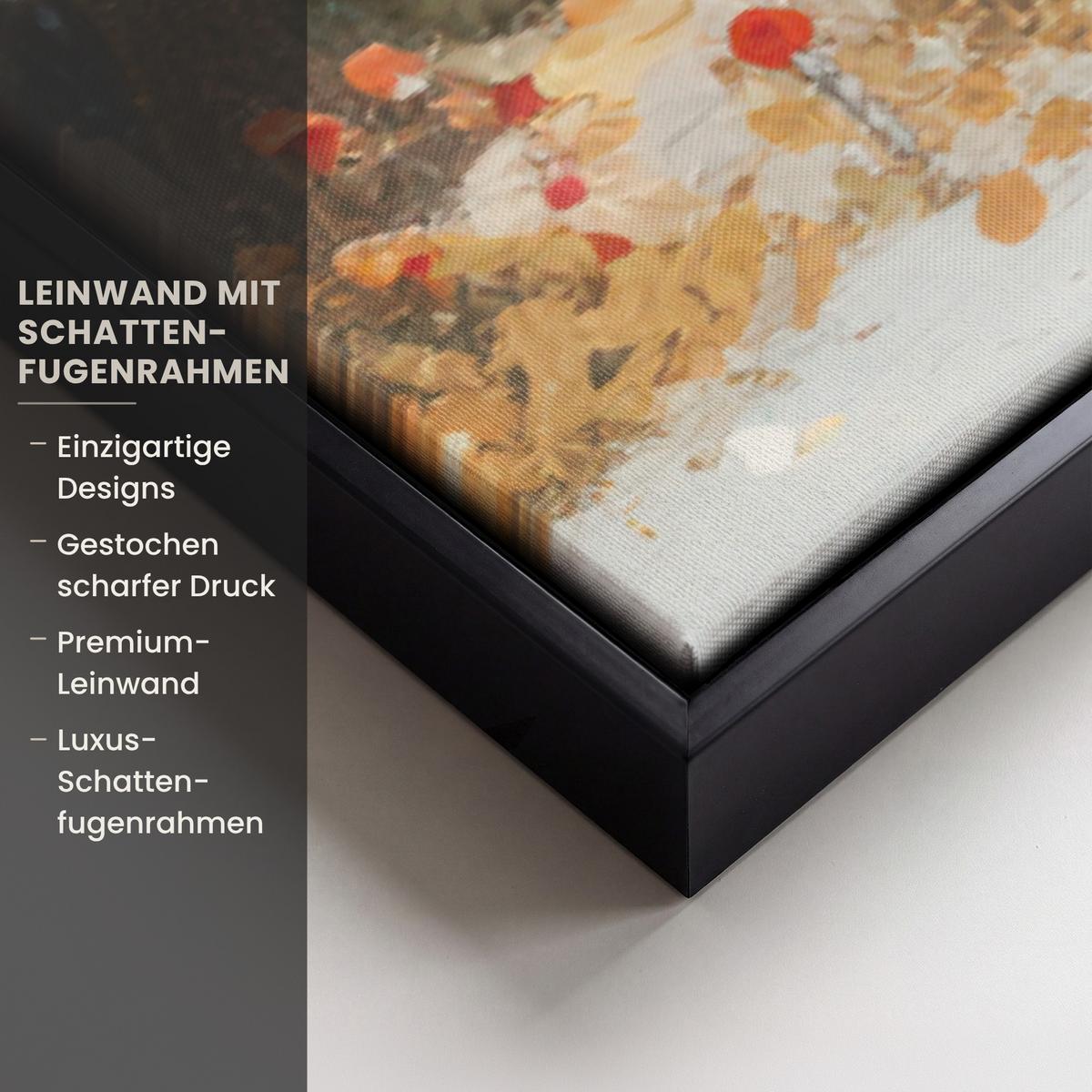LEINWAND Bilder mit Rahmen - Weihnachten - Zuhause - Winter - Schnee - 120x80 - Creme, Textil (120/80cm) - MuchoWow