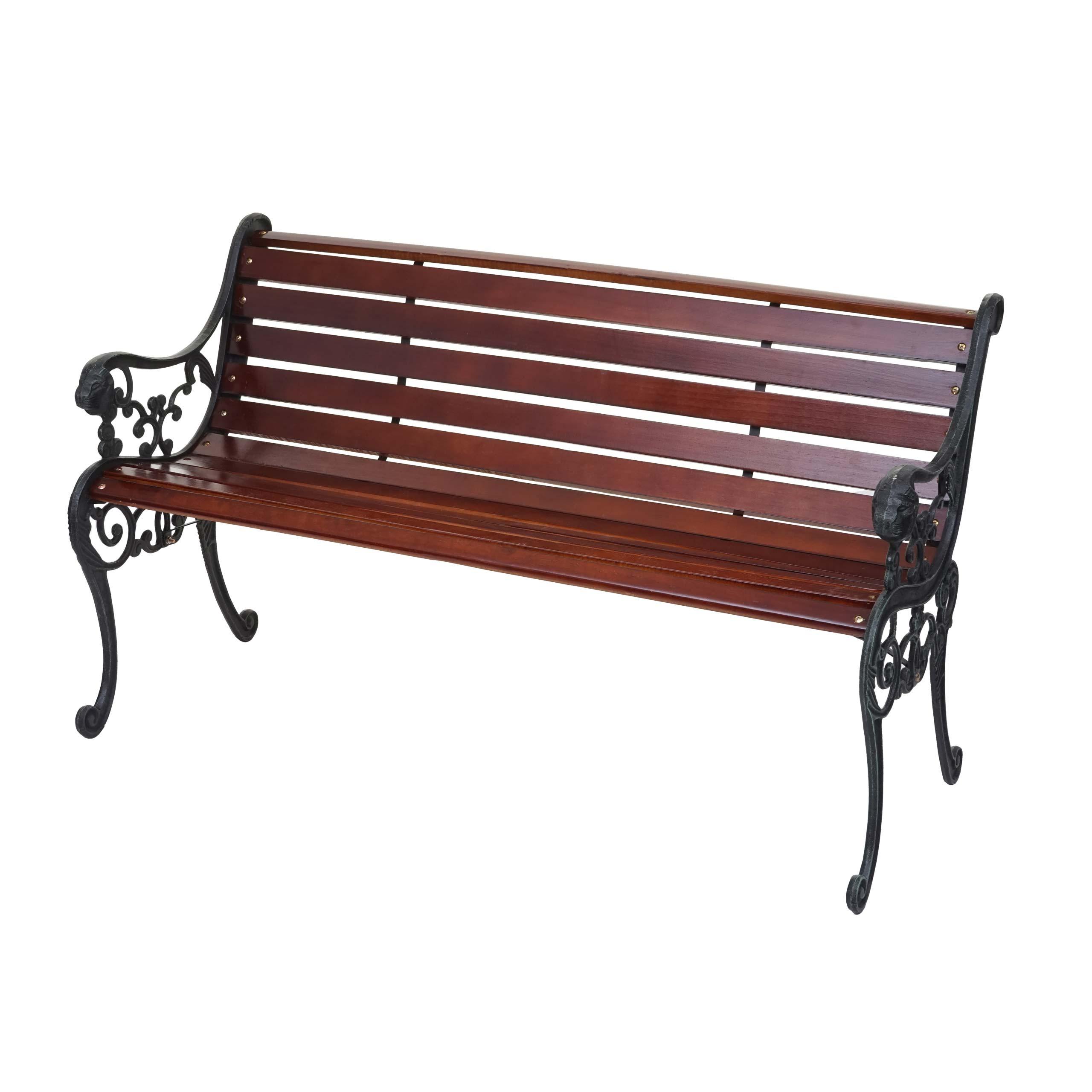 GARTENBANK Schwarz, Teak Dekor - Schwarz/Teakfarben, Holz (125/72/37cm) - MCW