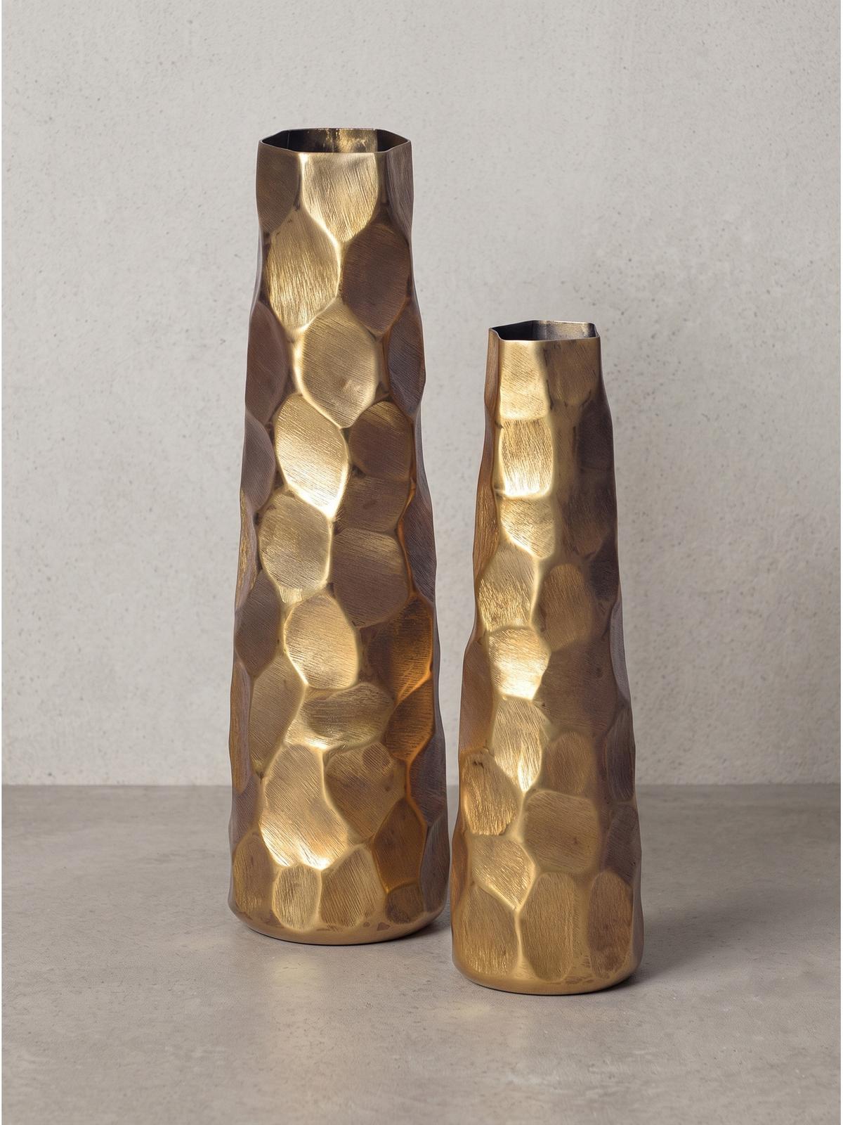 VASEN 2er-Set CASTELSARDO, Aluminium, Gold, Ø 15 x 48,5 cm - Goldfarben, Metall (48.5cm) - KADIMA DESIGN