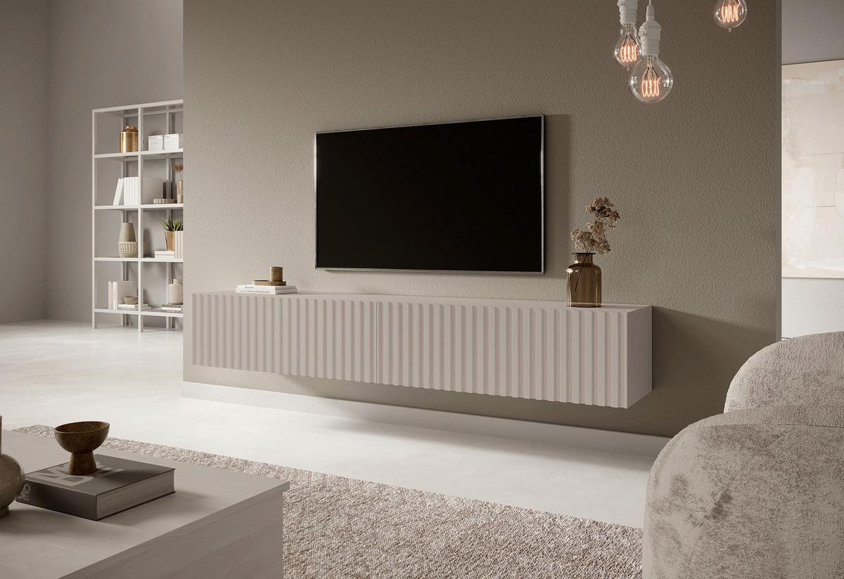 TV-HÄNGEBOARD Telire graubeige mit Lamellenfronten 175 cm - Greige, Holzwerkstoff (175/30/31.6cm) - Selsey