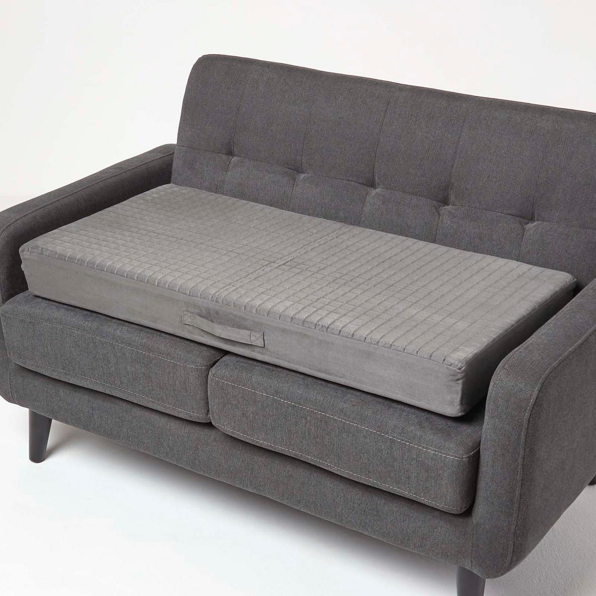 SITZKISSEN-BEZUG für Sofa-Auflage 100/50/10 cm, Velours - Grau, Textil (100/50/10cm) - Homescapes
