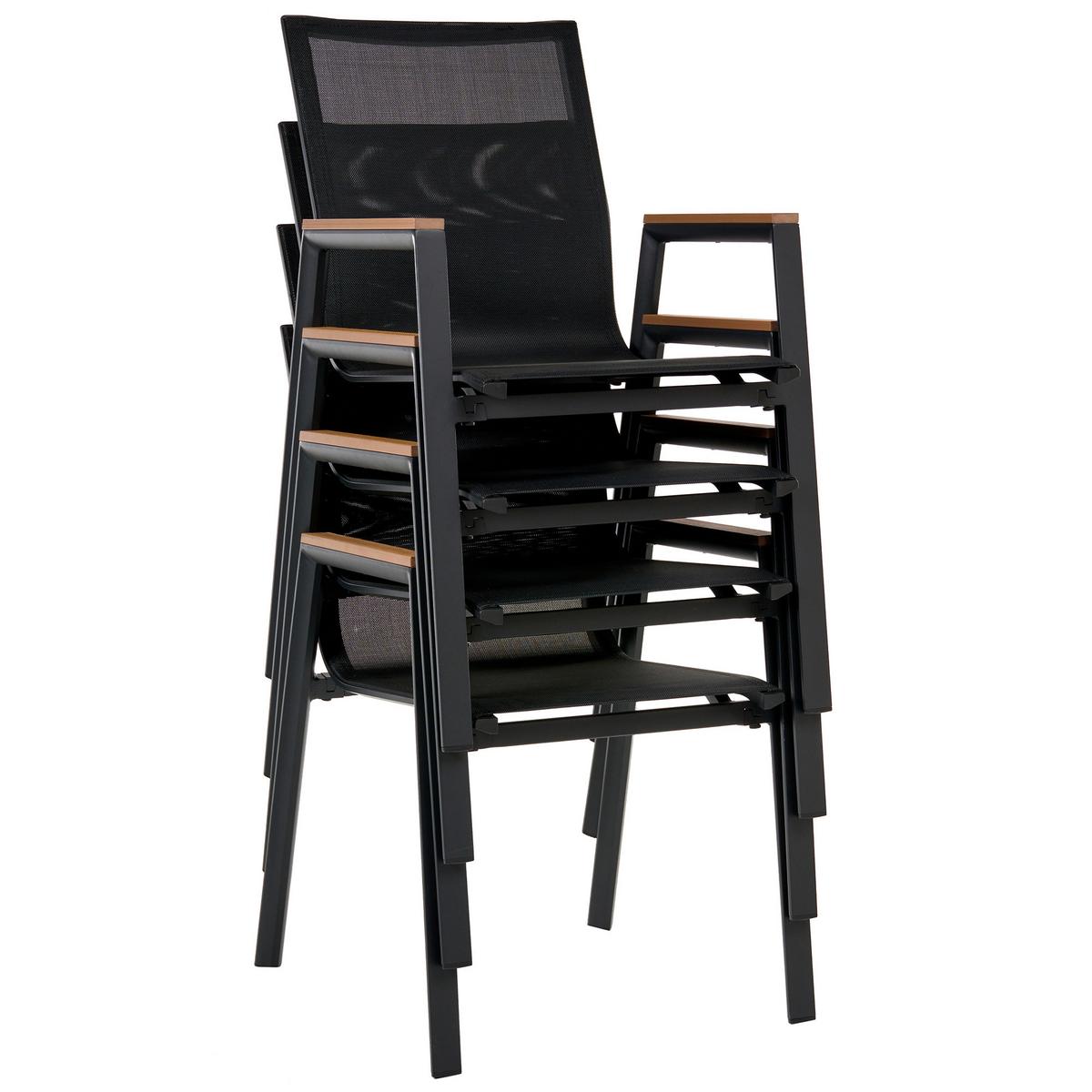 GARTENSTUHL 4er-Set Schwarz Tiano - Schwarz/Braun, Metall (56/90/56cm) - Beliani