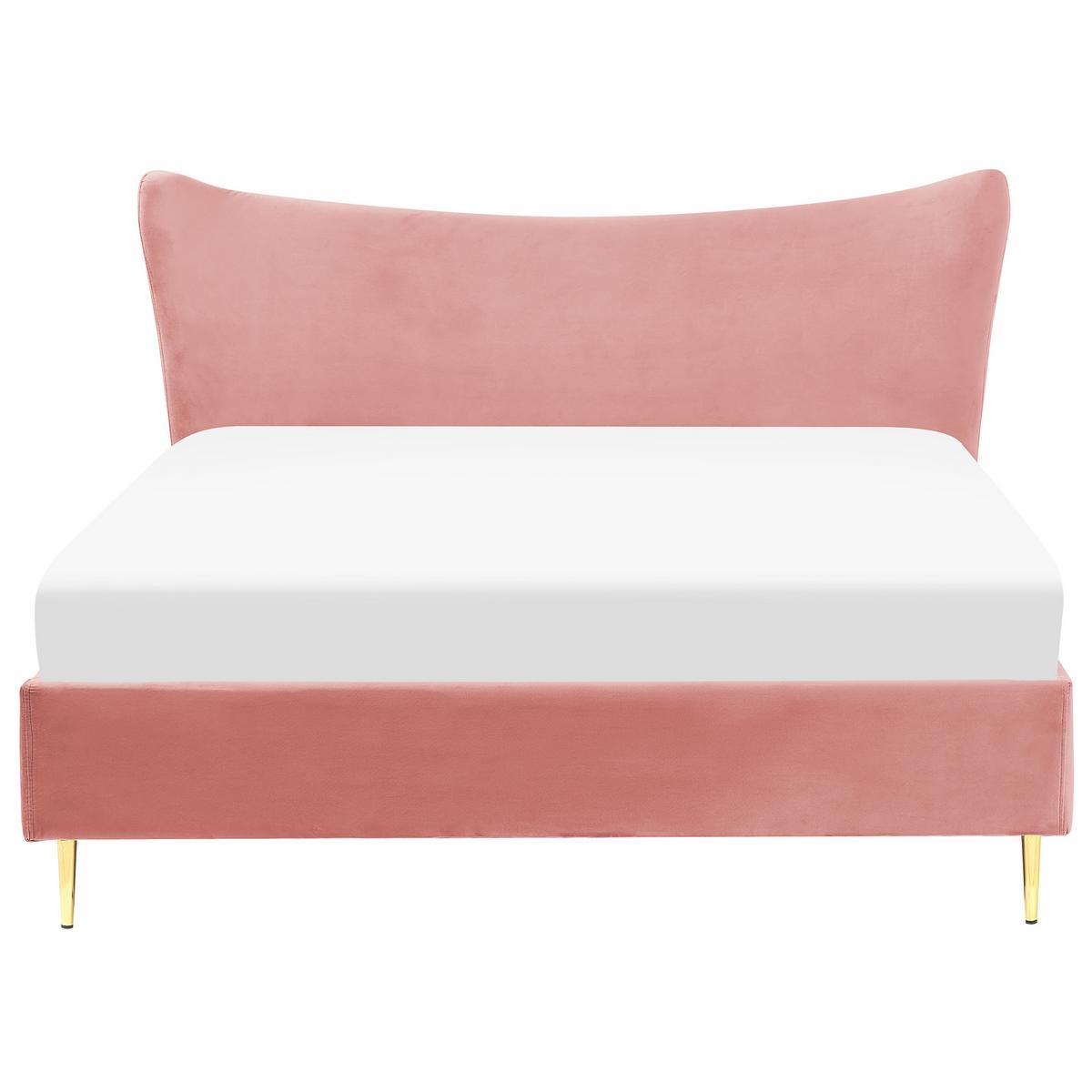 POLSTERBETT 160/200cm Pfirsichrosa Chaleix - Pink, Textil (160/200cm) - Beliani