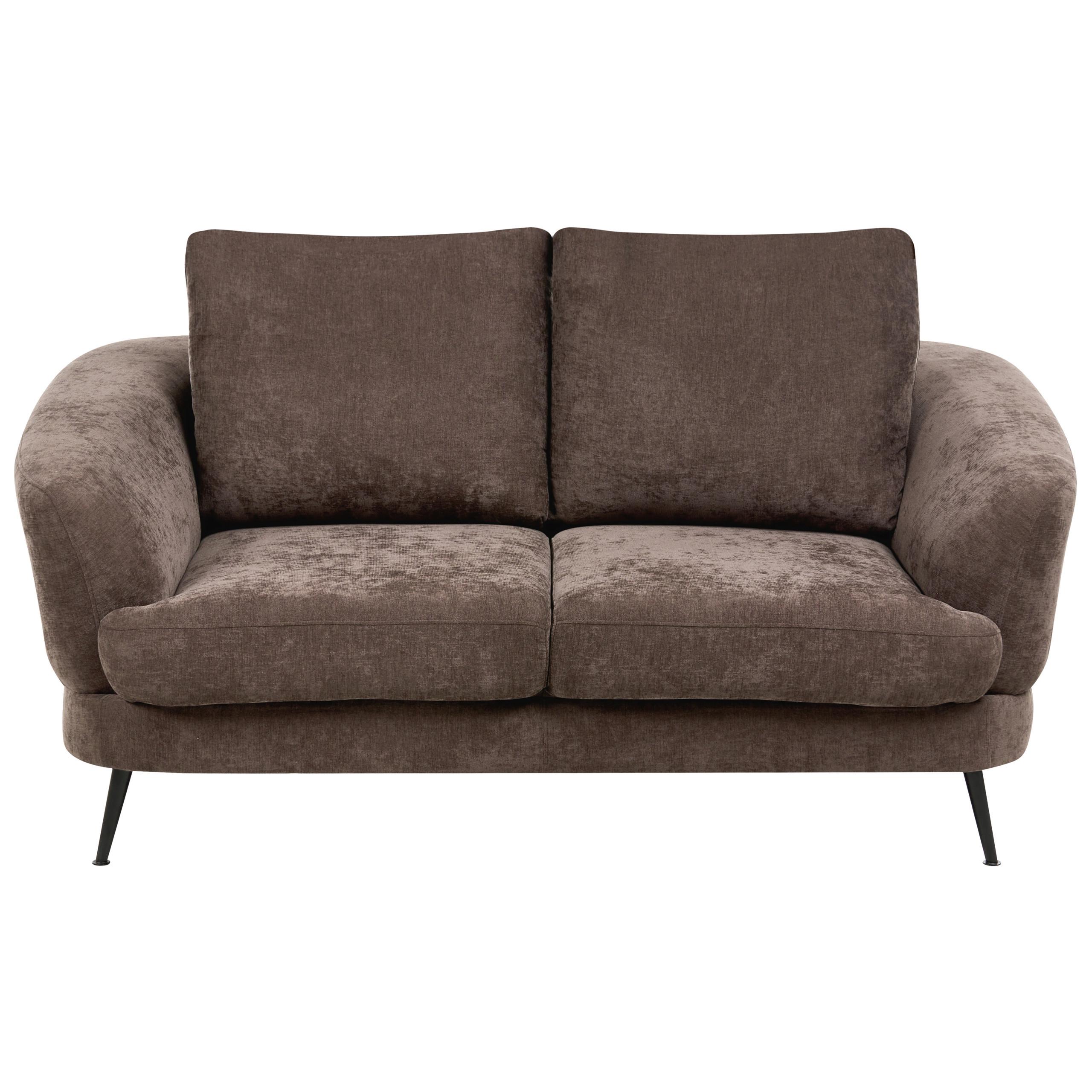 2-SITZER-SOFA Chenillegewebe Dunkelbraun Kjaer - Dunkelbraun, Textil (155/100/100cm) - Beliani