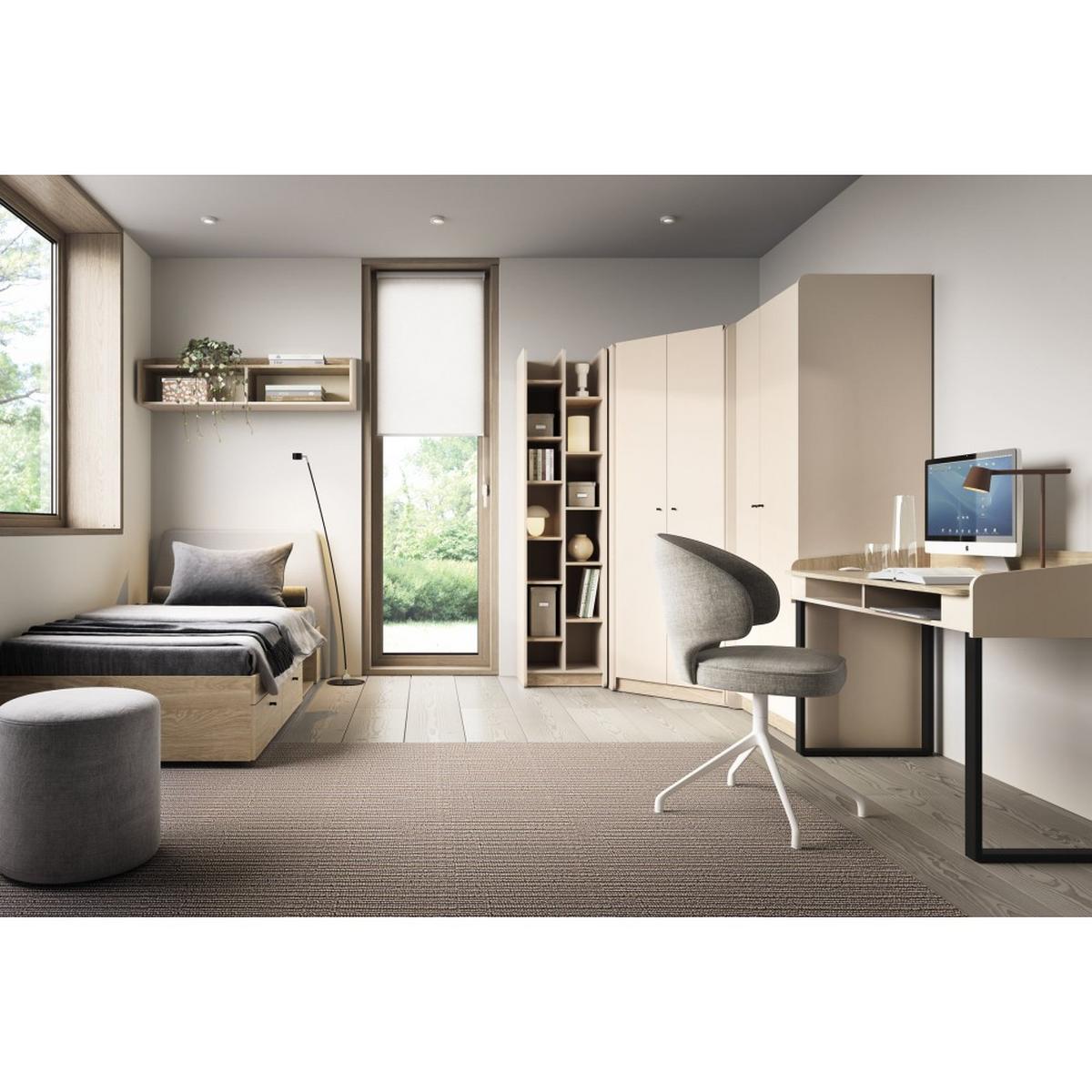 SCHREIBTISCH Alex für Jugenzimmer mit 2 offene Regale, Sandbeige - Beige/Schwarz, Holzwerkstoff/Metall (125/83/64.5cm) - Beautysofa