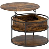 COUCHTISCH höhenverstellbar Wohnzimmertisch mit Ablagefläche, Braun - Braun, Metall (80/80/61.5cm) - HOMCOM