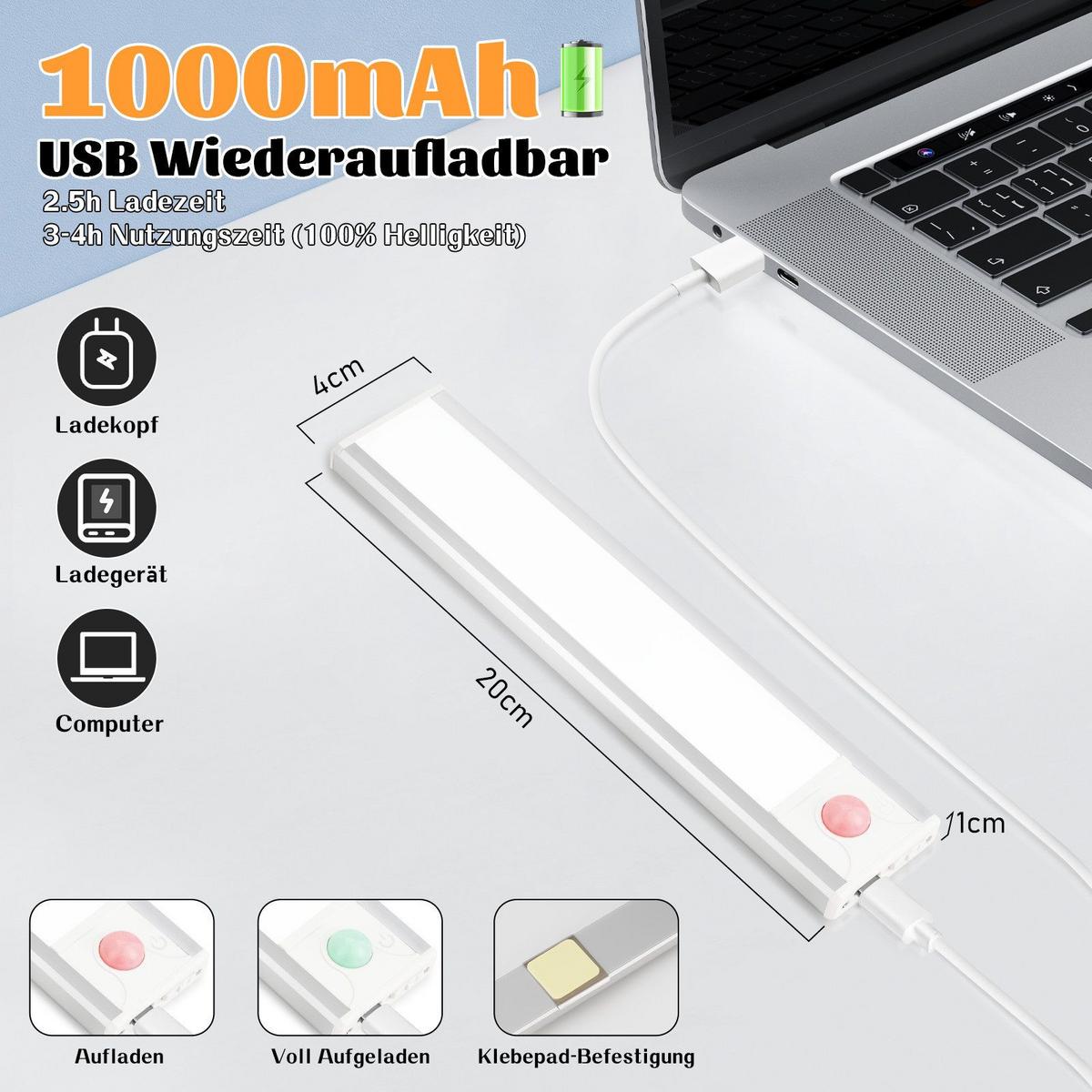 LED-UNTERBAULEUCHTE Beeskow II 20/4/1cm(2er-set) - Silberfarben, Metall (20/4/1cm) - Nettlife