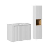 BADMÖBEL 80cm Riva 2er-Set Weiß - Weiß, Holzwerkstoff (80/57/40cm) - Petits-meubles