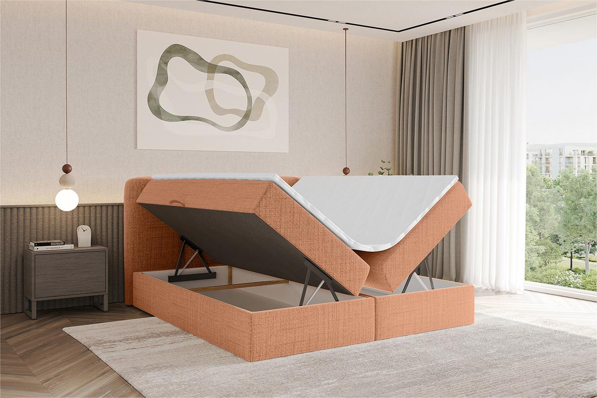BOXBETT mit Matratze H4 - NINA - 180x200 cm - Apricot - Orange, Holzwerkstoff (180/200cm) - ALTDECOR