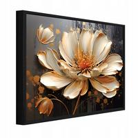 BILDER mit Rahmen Blumen Abstrakt Golden 100x70 cm - Multicolor, Holzwerkstoff (100/70cm) - Wallarena
