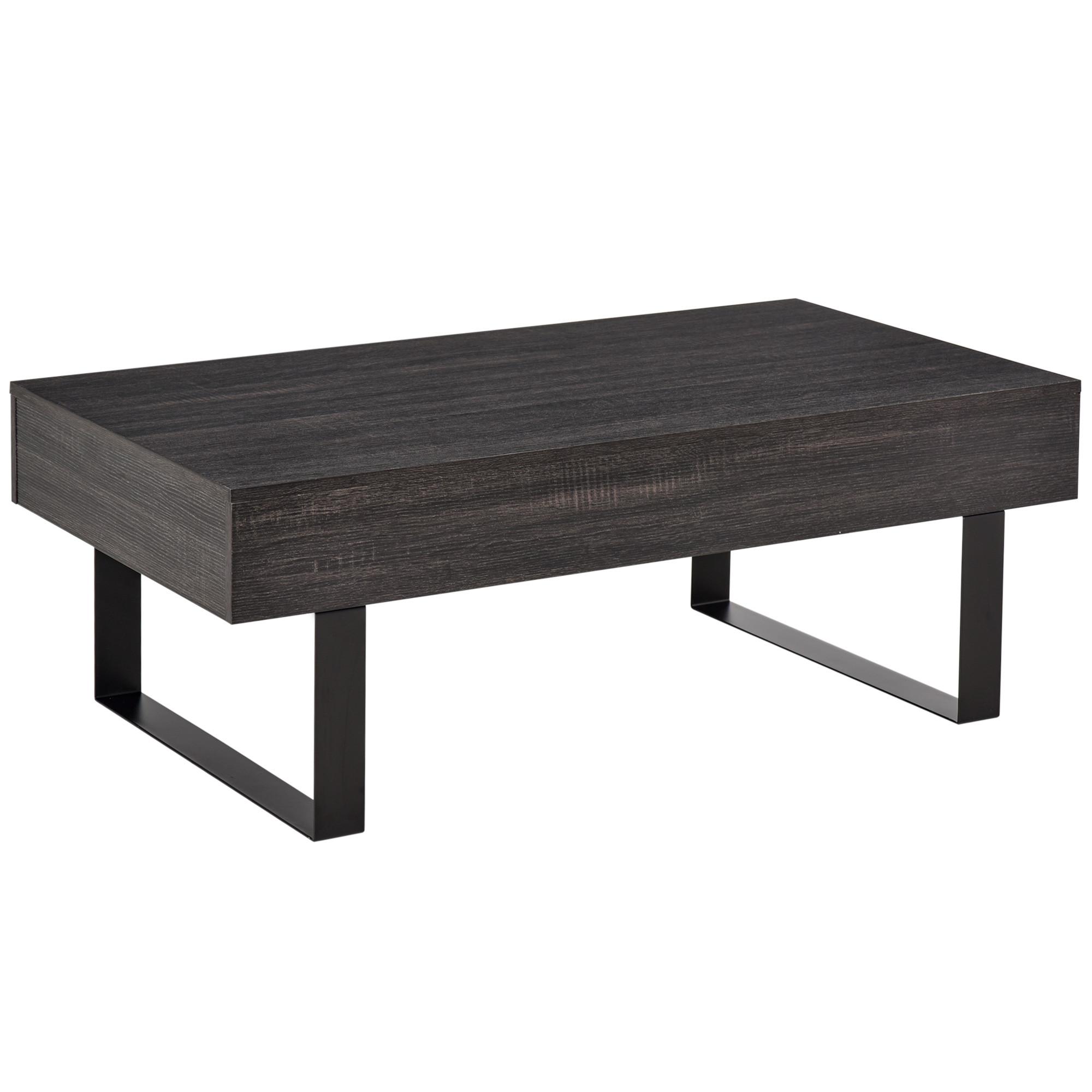 SOFATISCH Couchtisch Schublade stabil einfacher Aufbau Spanplatte Dunkelgrau - Dunkelgrau, Kunststoff (110/60/40cm) - HOMCOM