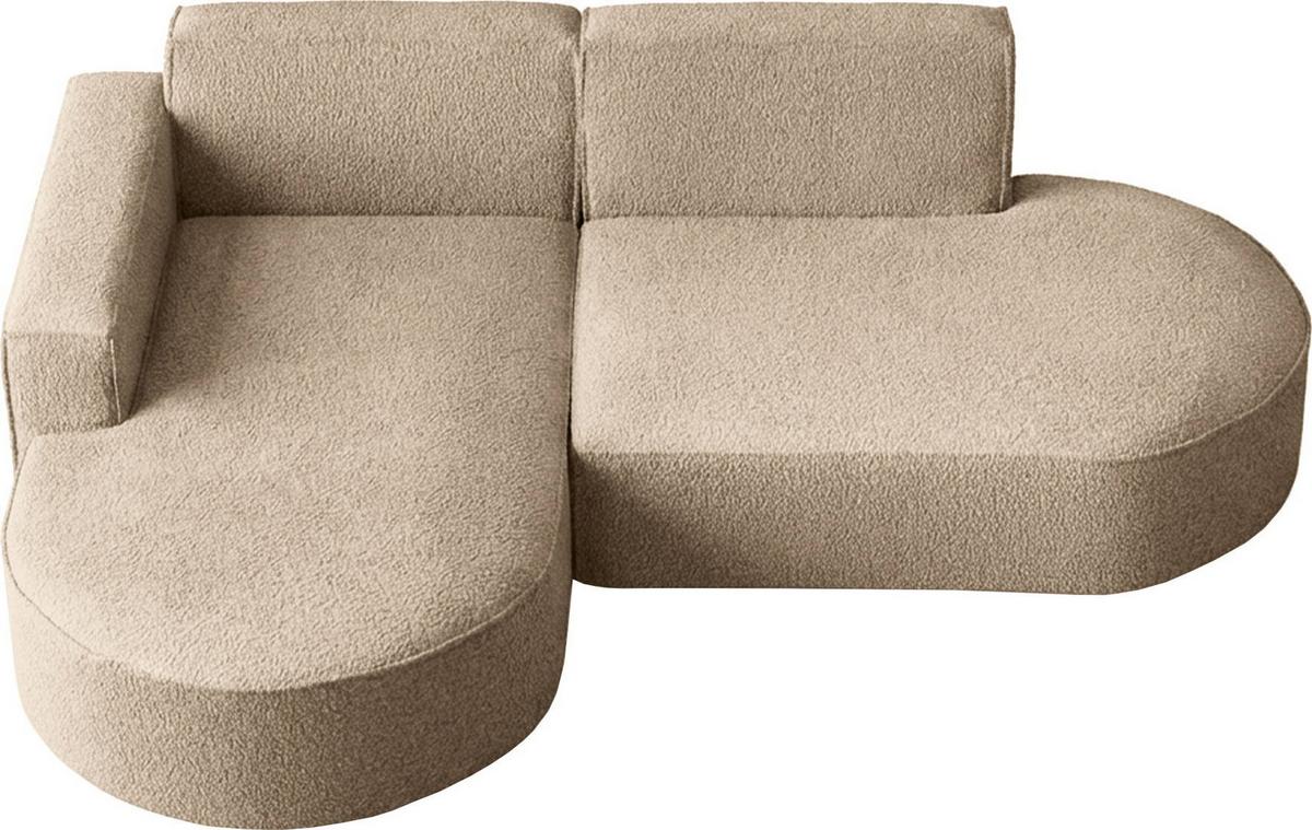 ECKSOFA Hana L-Form 3-Sitzer Ecke Links, Boucle, Dunkelbeige 241/73/168 cm - Hellbraun/Beige, Textil/Metall (241/168cm) - WFL GROUP