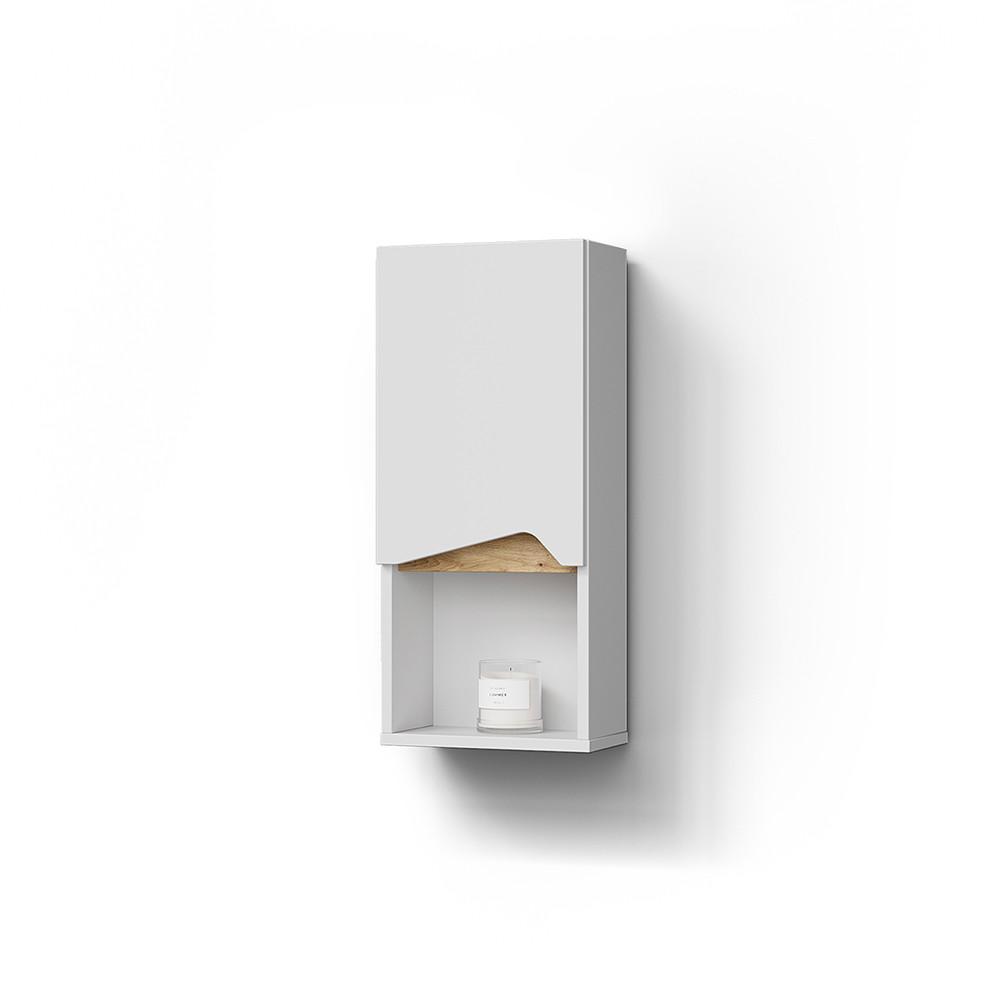 BADSCHRANK Timavo Weiß 30 x 67 cm mit Tür und offenem Fach - Weiß, Holzwerkstoff (30/67/17cm) - Livinity®