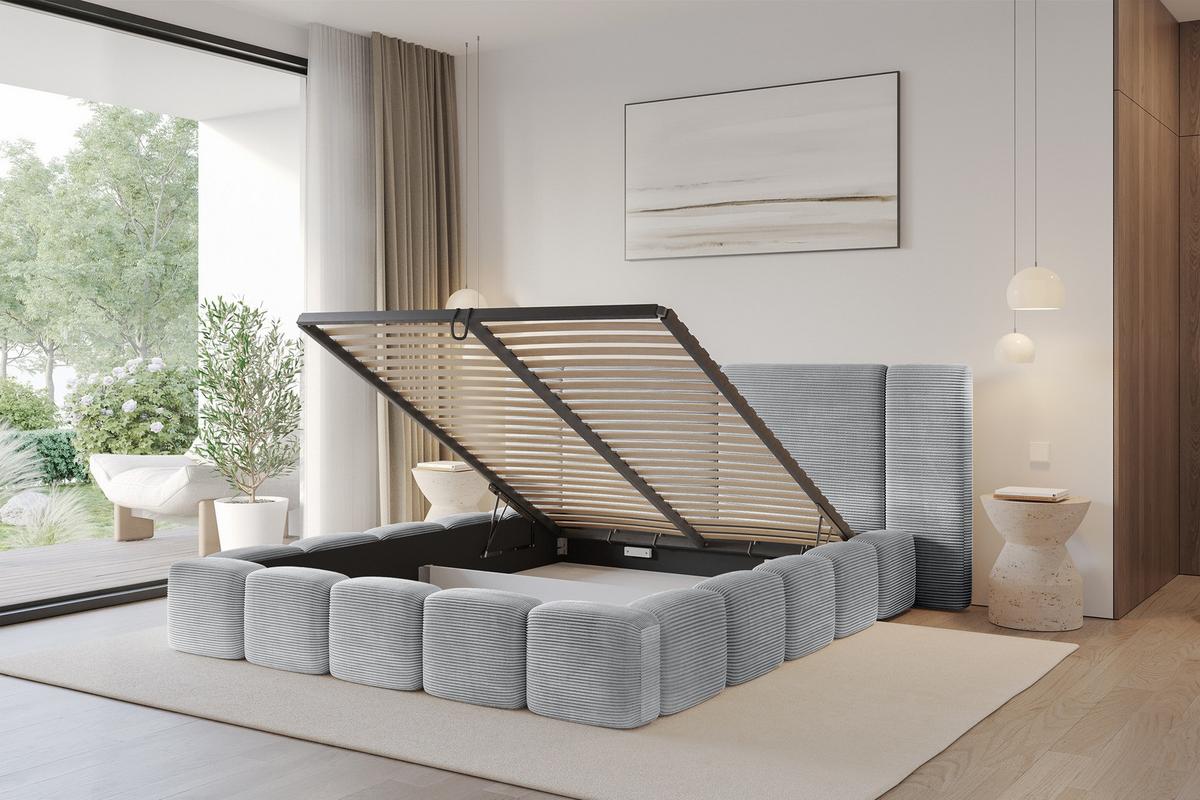 POLSTERBETT mit Bettkasten und Lattenrost, Boxbett ohne Matratze - NILO 120x200 Grau - Anthrazit, Holzwerkstoff/Textil (120/200cm) - ALTDECOR
