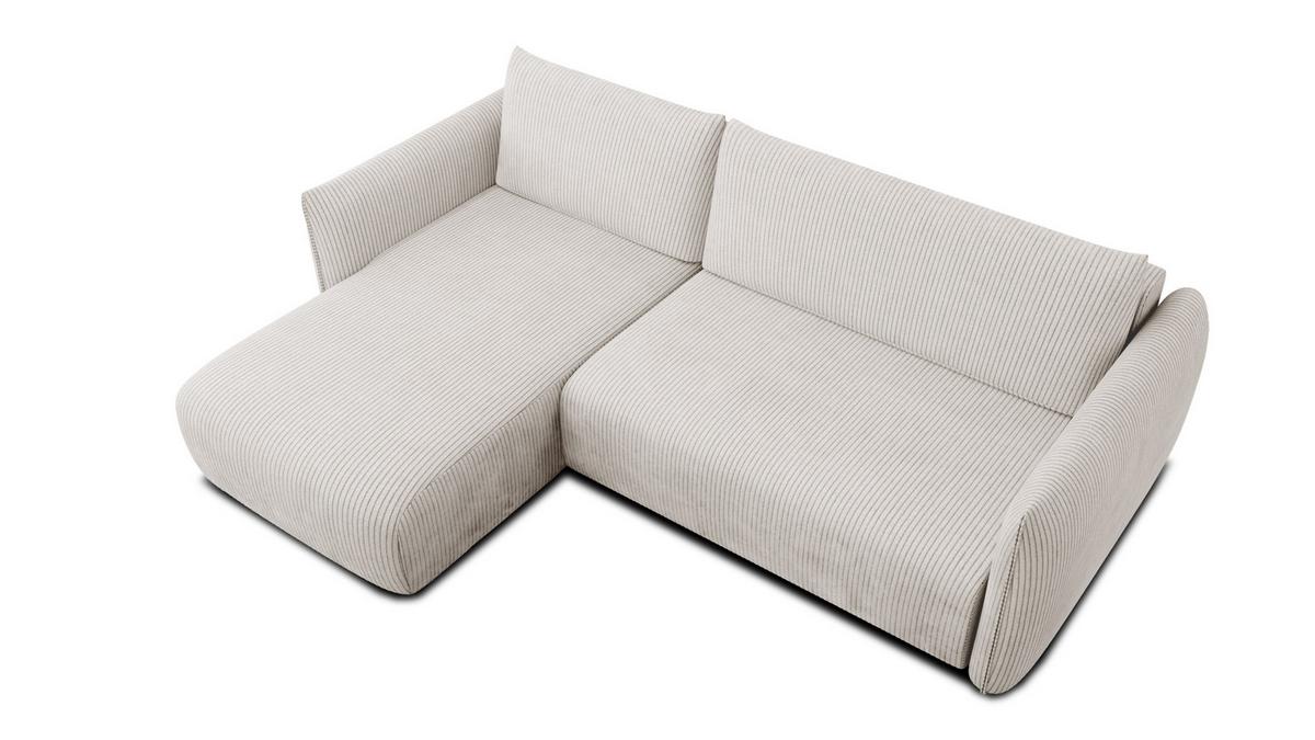 ECKSOFA TAUER 3-Sitzer rechts, perlweiß - Schwarz/Weiß, Holz/Textil (248/173cm) - Wozimo