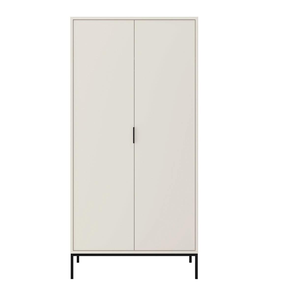 SCHRANK 2 Türen Seattle Weiß und Schwarz - Weiß, Holzwerkstoff (100/205.4/55cm) - Petits-meubles
