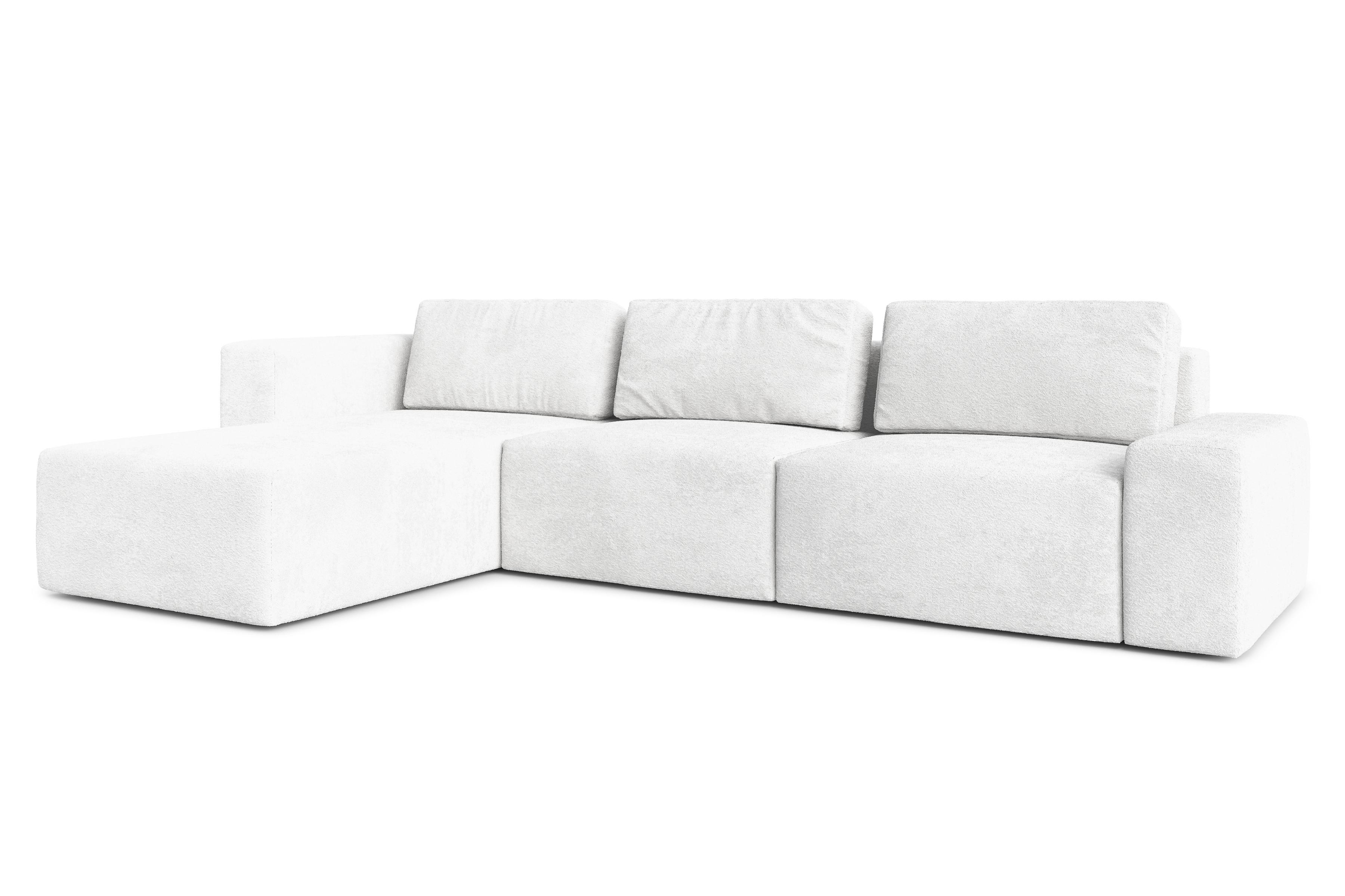ECKSOFA L Form Arkleton Weiß 360/180/93 cm Links Stil & Komfort - Schwarz/Weiß, Kunststoff/Textil (180/360cm) - AX Living