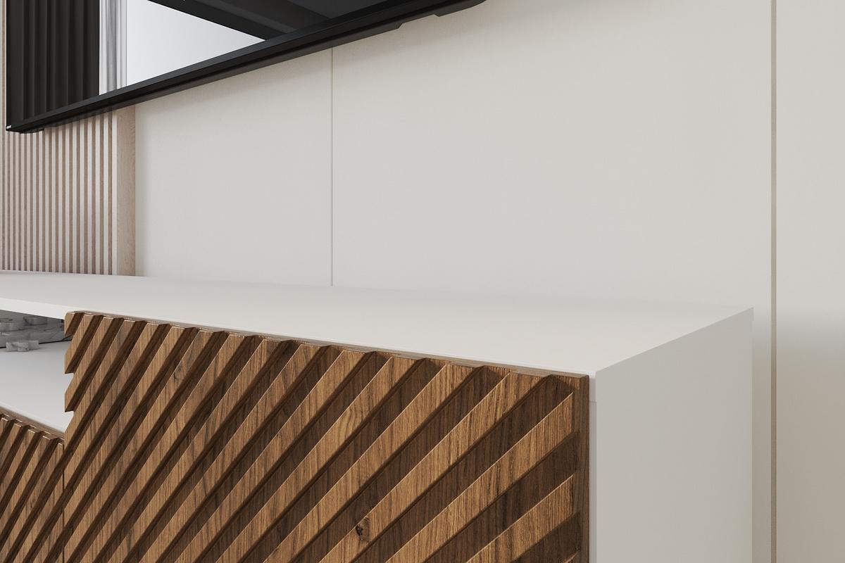 LOWBOARD ZENO-S 200x53x41 cm - Weiß / Katania - Eiche Wotan/Schwarz, Holzwerkstoff (200/53/41cm) - ALTDECOR
