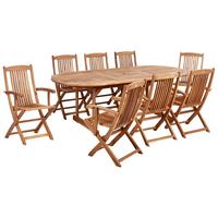 GARTENTISCH-SET 8-Sitzer Heller Holzfarbton Maui II - Hellbraun, Holz - Beliani
